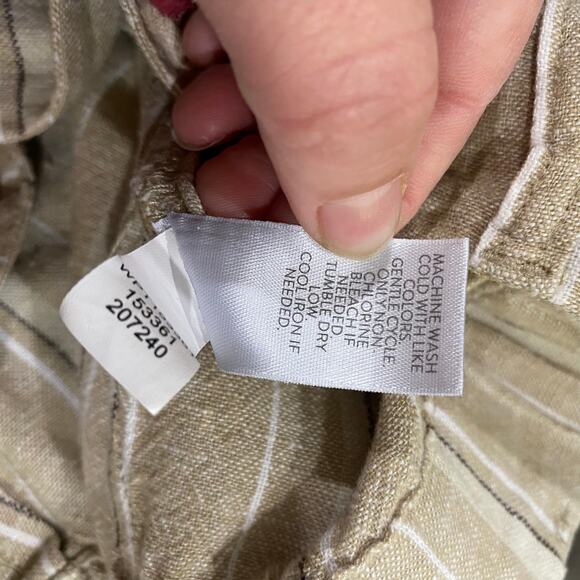 J. Jill Tan Striped Linen Blend Split Hem Wide Leg Cropped Pants Size M - Picture 8 of 8